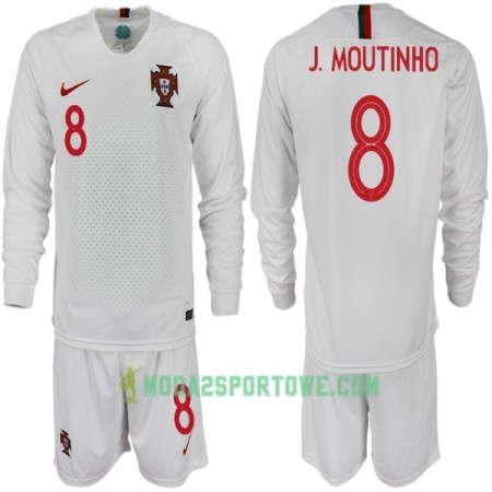 Koszulka Portugalia J. MOUTINHO 8 Dziecięcy Mistrzostwa Świata 2018 Wyjazdowe Stroje Piłkarskie Długi Rękaw